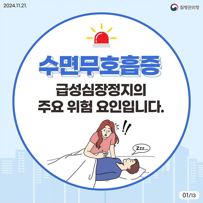 수면무호흡증, 급성심장정지의 주요 위험 요인입니다. 대문사진