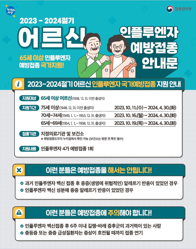 2023-2024절기 인플루엔자 국가예방접종사업 안내문 대문사진